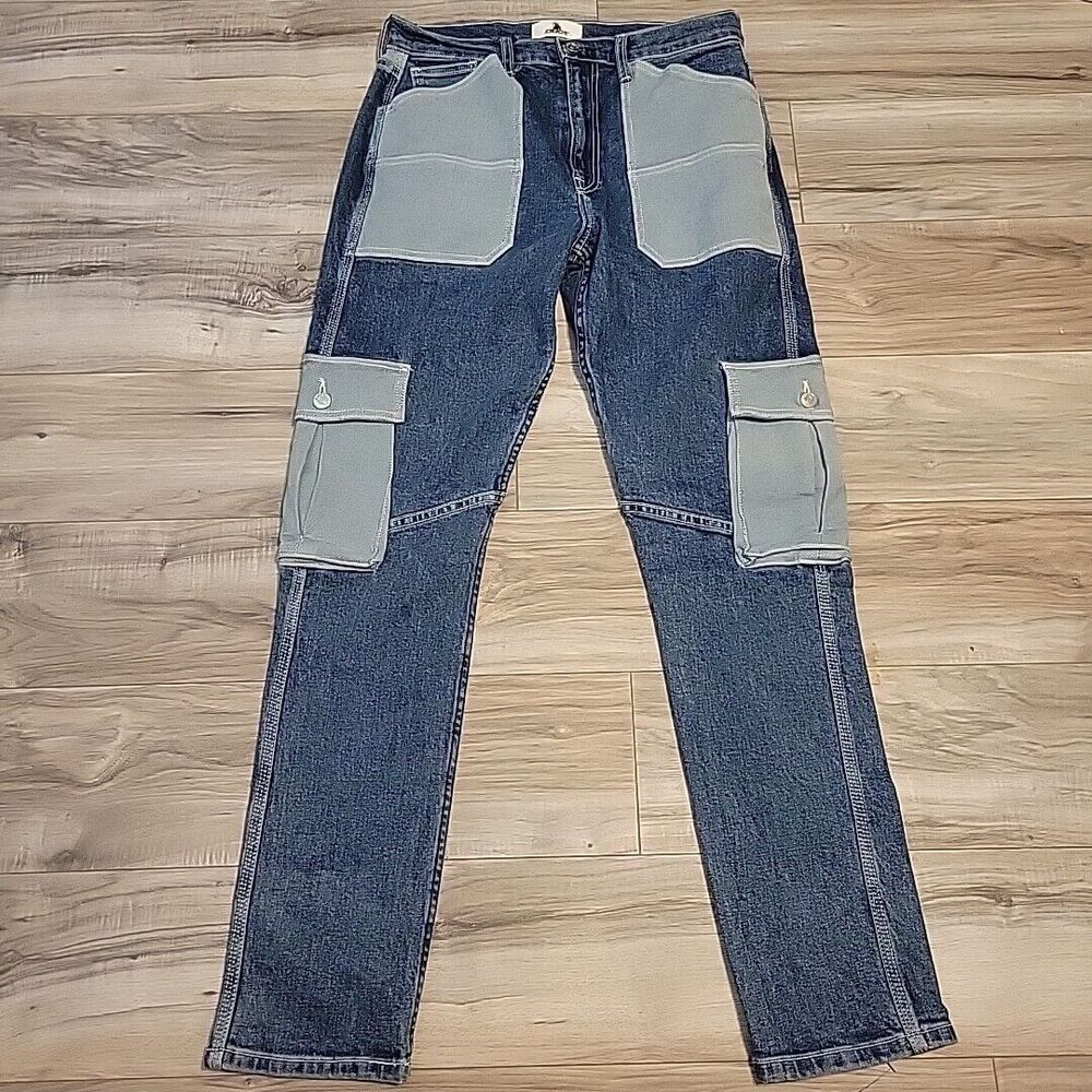 Vintage Jordache Jeans Mens 30 Blue Denim Y2K Skater Two Tone Cargo Straight‎